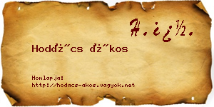 Hodács Ákos névjegykártya